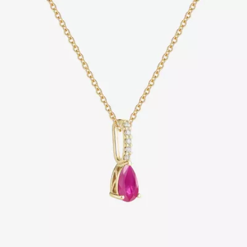 (J-K/I2-I3) Womens Diamond Accent & Gemstone 10K Gold Pear 18 Inch Pendant Necklace