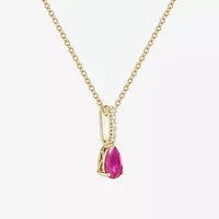 (J-K/I2-I3) Womens Diamond Accent & Gemstone 10K Gold Pear 18 Inch Pendant Necklace