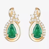 (J-K/I2-I3) Womens Gemstone and 1/10 CT. T.W. Natural Diamond 10K Gold Pear Drop Earrings