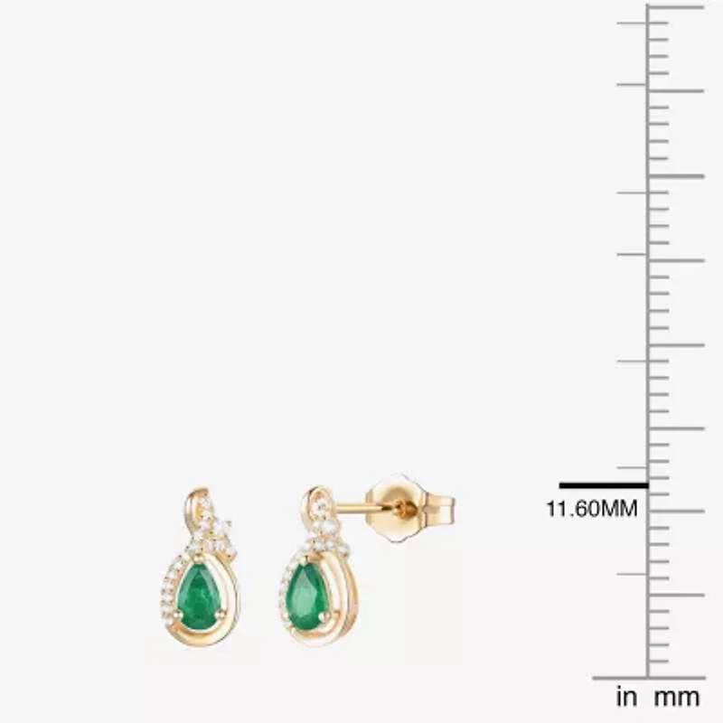 (J-K/I2-I3) Womens Gemstone and 1/10 CT. T.W. Natural Diamond 10K Gold Pear Drop Earrings