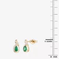 (J-K/I2-I3) Womens Gemstone and 1/10 CT. T.W. Natural Diamond 10K Gold Pear Drop Earrings