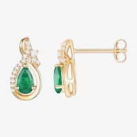 (J-K/I2-I3) Womens Gemstone and 1/10 CT. T.W. Natural Diamond 10K Gold Pear Drop Earrings