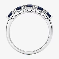 (I-J/I2-I3) Womens 1/10 CT. T.W. Genuine Blue Sapphire 10K White Gold Band