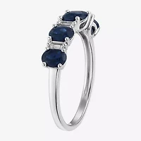 (I-J/I2-I3) Womens 1/10 CT. T.W. Genuine Blue Sapphire 10K White Gold Band