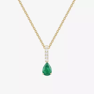 (J-K/I2-I3) Womens Diamond Accent & Gemstone 10K Gold Pear 18 Inch Pendant Necklace