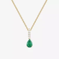 (J-K/I2-I3) Womens Diamond Accent & Gemstone 10K Gold Pear 18 Inch Pendant Necklace