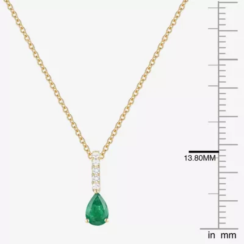 (J-K/I2-I3) Womens Diamond Accent & Gemstone 10K Gold Pear 18 Inch Pendant Necklace