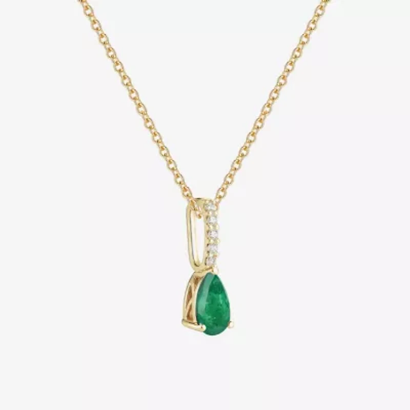 (J-K/I2-I3) Womens Diamond Accent & Gemstone 10K Gold Pear 18 Inch Pendant Necklace