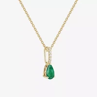 (J-K/I2-I3) Womens Diamond Accent & Gemstone 10K Gold Pear 18 Inch Pendant Necklace