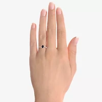 (J-K/I2-I3) Womens 1/10 CT. T.W. Genuine Blue Sapphire 10K White Gold Oval Side Stone Bypass  Cocktail Ring