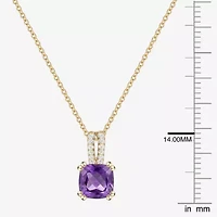 (I-J/I2-I3) Womens Diamond Accent and Gemstone 10K Gold Cushion 18 Inch Pendant Necklace