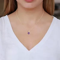 (I-J/I2-I3) Womens Diamond Accent and Gemstone 10K Gold Cushion 18 Inch Pendant Necklace