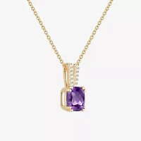 (I-J/I2-I3) Womens Diamond Accent and Gemstone 10K Gold Cushion 18 Inch Pendant Necklace