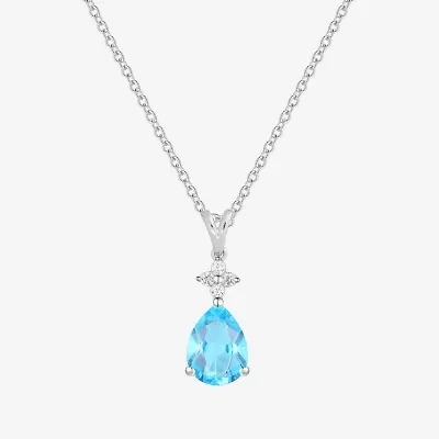 (I-J/I2-I3) Womens 1/10 CT. T.W. Natural Diamond and Gemstone 10K Gold Pear 18 Inch Pendant Necklace