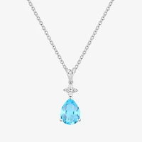 (I-J/I2-I3) Womens 1/10 CT. T.W. Natural Diamond and Gemstone 10K Gold Pear 18 Inch Pendant Necklace