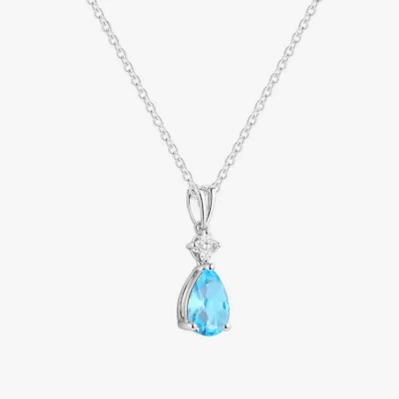 (I-J/I2-I3) Womens 1/10 CT. T.W. Natural Diamond and Gemstone 10K Gold Pear 18 Inch Pendant Necklace