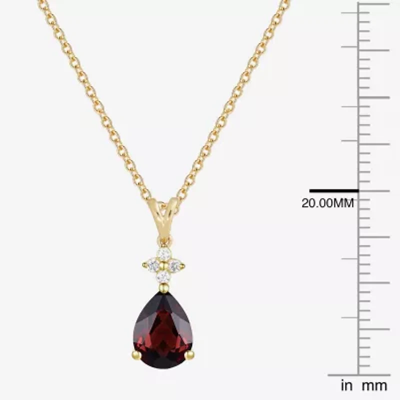 (I-J/I2-I3) Womens 1/10 CT. T.W. Natural Diamond and Gemstone 10K Gold Pear 18 Inch Pendant Necklace