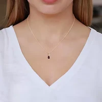 (I-J/I2-I3) Womens 1/10 CT. T.W. Natural Diamond and Gemstone 10K Gold Pear 18 Inch Pendant Necklace