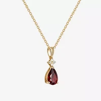 (I-J/I2-I3) Womens 1/10 CT. T.W. Natural Diamond and Gemstone 10K Gold Pear 18 Inch Pendant Necklace