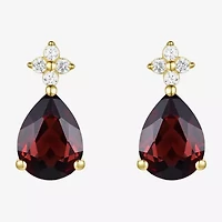 (I-J/I2-I3) Womens 1/10 CT. T.W. Genuine Red Garnet 10K Gold Pear Drop Earrings