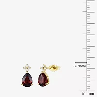 (I-J/I2-I3) Womens 1/10 CT. T.W. Genuine Red Garnet 10K Gold Pear Drop Earrings