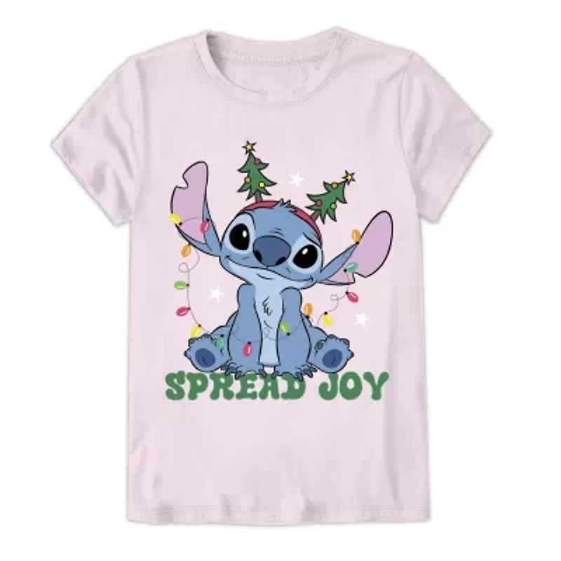 Disney Collection Little & Big Kid Girls Crew Neck Short Sleeve Graphic T-Shirt