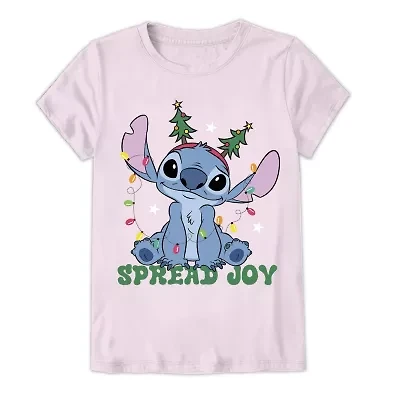 Disney Collection Little & Big Kid Girls Crew Neck Short Sleeve Graphic T-Shirt
