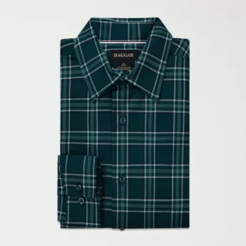 Haggar Performance Mens Long Sleeve Slim Fit Button-Down Shirt