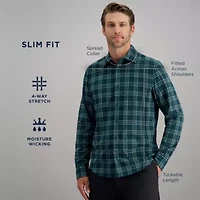 Haggar Performance Mens Long Sleeve Slim Fit Button-Down Shirt