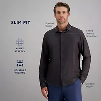 Haggar Performance Mens Long Sleeve Slim Fit Button-Down Shirt
