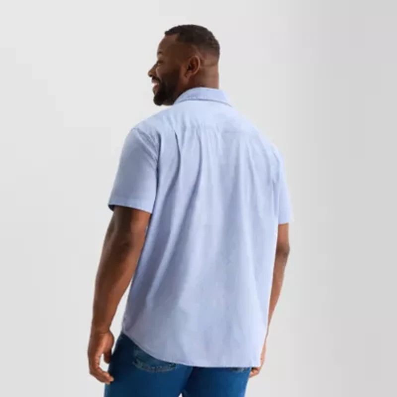 mutual weave Mens Short Sleeve Big and Tall Button-Down Shirt