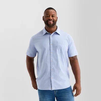 mutual weave Mens Short Sleeve Big and Tall Button-Down Shirt