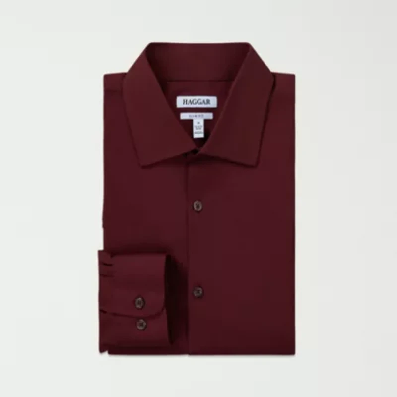 Haggar Smart Wash Mens Slim Fit Easy Care Long Sleeve Dress Shirt