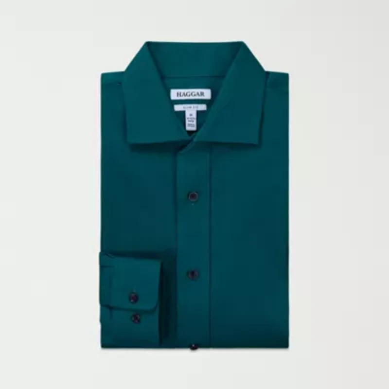 Haggar Smart Wash Mens Slim Fit Long Sleeve Dress Shirt