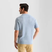 mutual weave Interwoven Mens Short Sleeve Button Polo Sweater