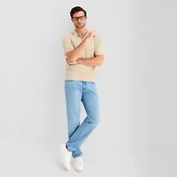 mutual weave Interwoven Mens Short Sleeve Button Polo Sweater