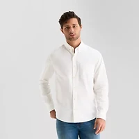 mutual weave Washed Oxford Mens Long Sleeve Classic Fit Button-Down Shirt