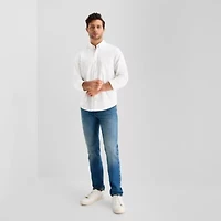 mutual weave Washed Oxford Mens Long Sleeve Classic Fit Button-Down Shirt