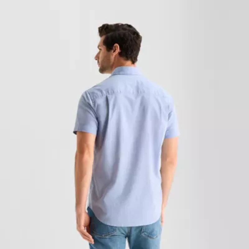 mutual weave Mens Short Sleeve Button-Down Shirt