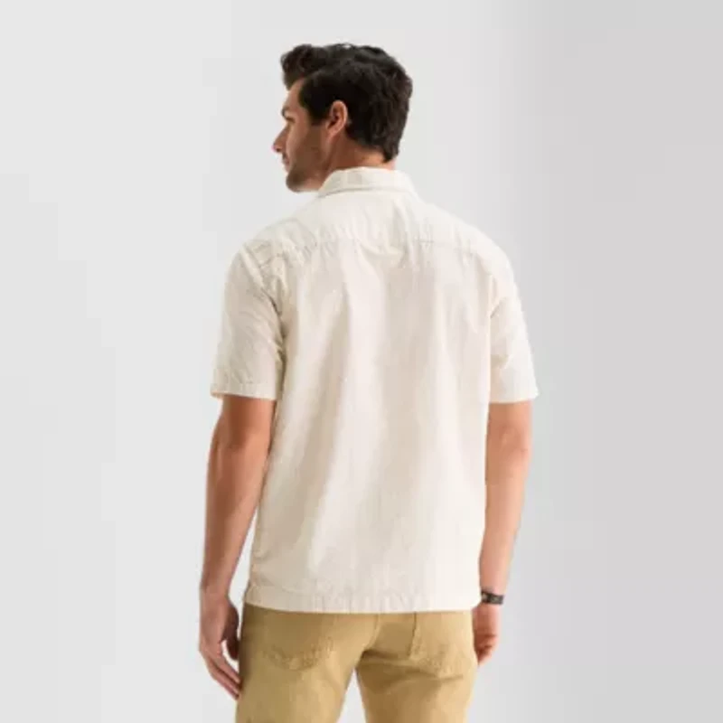mutual weave Mens Short Sleeve Relaxed Fit Button-Down Shirt