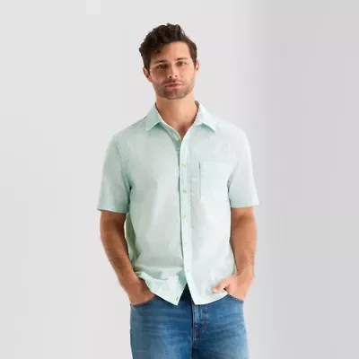 mutual weave Mens Short Sleeve Relaxed Fit Button-Down Shirt