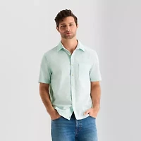 mutual weave Mens Short Sleeve Relaxed Fit Button-Down Shirt