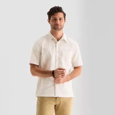 mutual weave Mens Short Sleeve Relaxed Fit Button-Down Shirt
