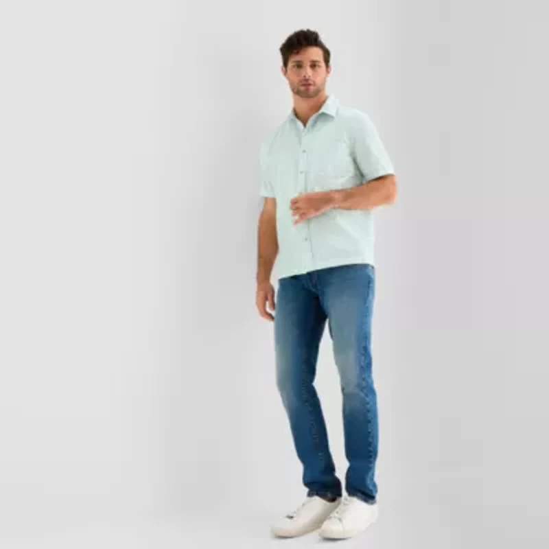 mutual weave Mens Short Sleeve Relaxed Fit Button-Down Shirt