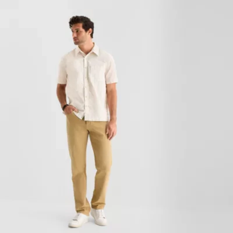 mutual weave Mens Short Sleeve Relaxed Fit Button-Down Shirt