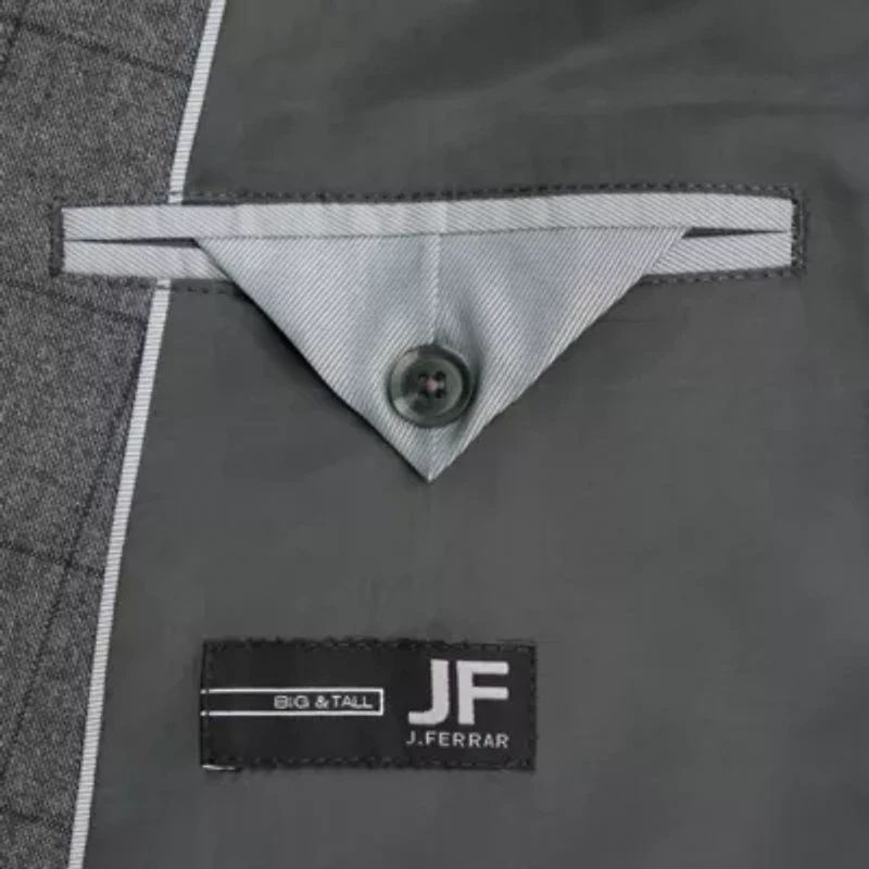 J. Ferrar Ultra Comfort Mens Stretch Fabric Slim Fit Plaid Big Suit Jacket