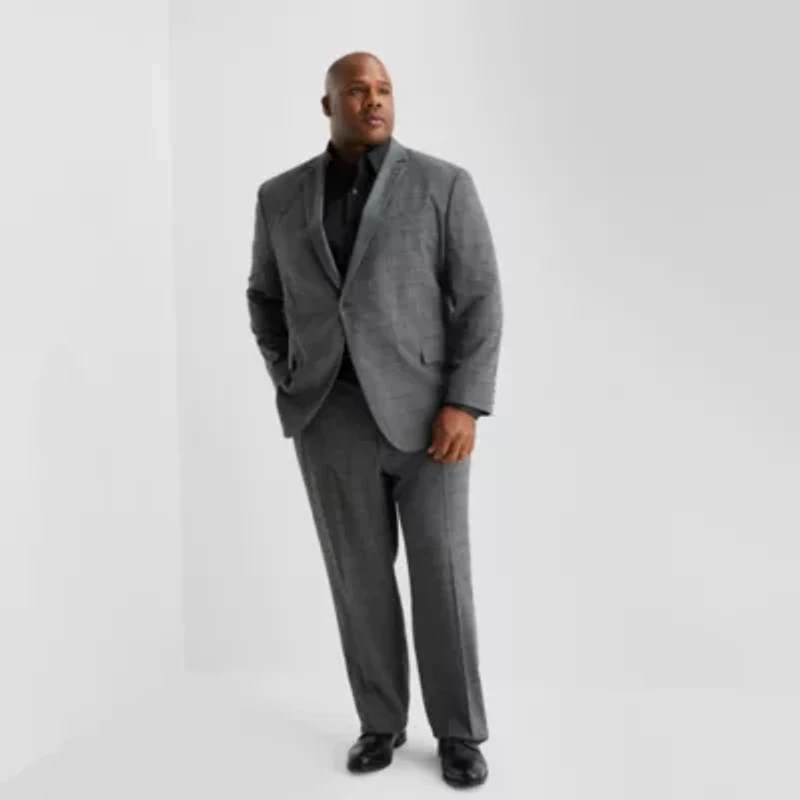 J. Ferrar Ultra Comfort Mens Stretch Fabric Slim Fit Plaid Big Suit Jacket