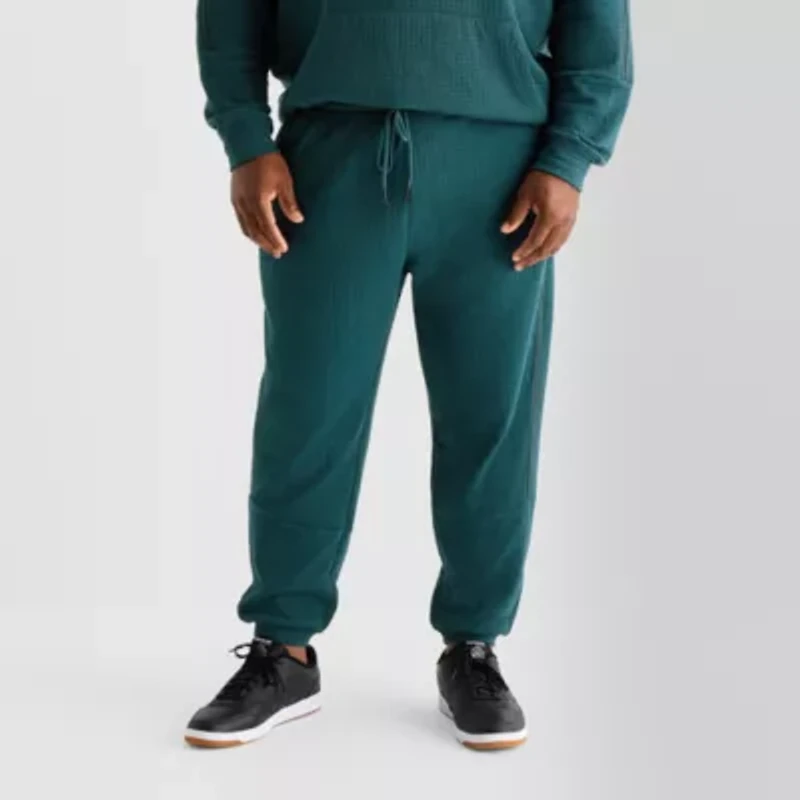 Shaquille O'Neal XLG™ Double Knit Pique Mens Drawstring Waist Cuffed Mid Rise Classic Fit Big and Tall Active Jogger Pant