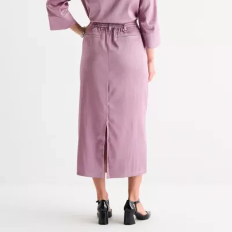 Liz Claiborne Womens Mid Rise Midi A-Line Skirt