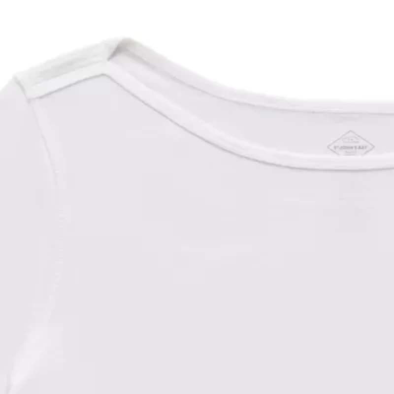 St. John's Bay Womens Plus Easy-on + Easy-off Boat Neck Short Sleeve Adaptive T-Shirt